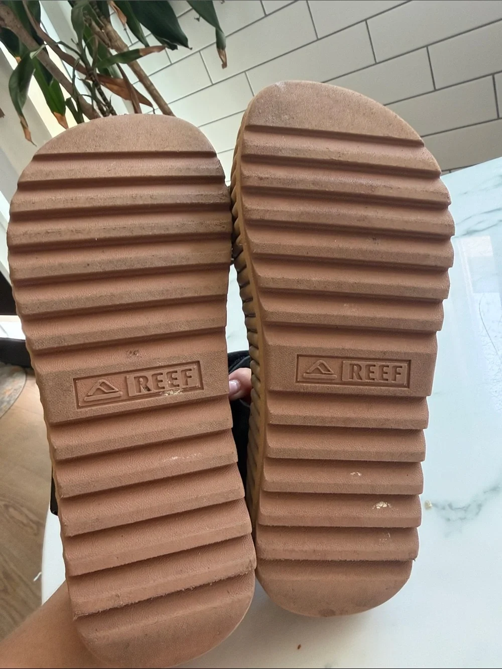 Women’s Black Platform Sandals with Tan Sole